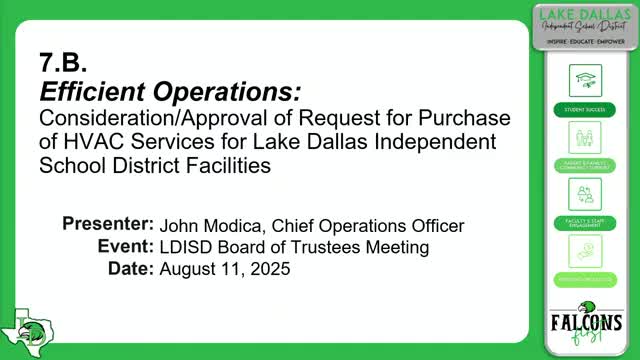 Lake Dallas ISD approves five-year HVAC and controls maintenance contracts