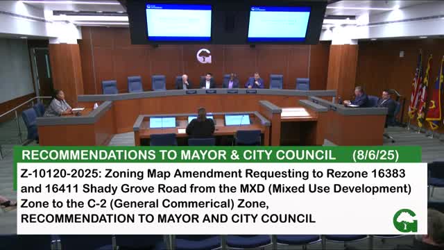 Planning commission recommends rezoning two Shady Grove parcels from MXD to C‑2