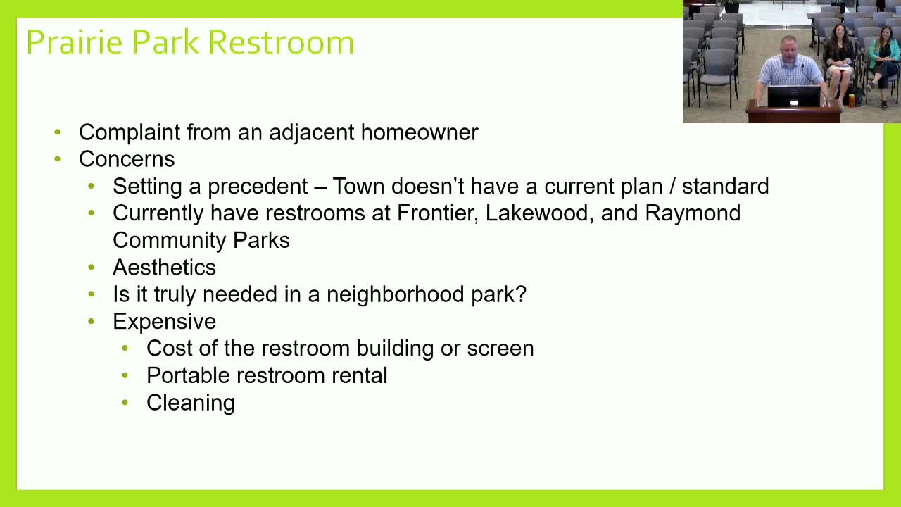 City Council Rejects Proposed Restroom at Prairie View Park Due to Cost and Precedent