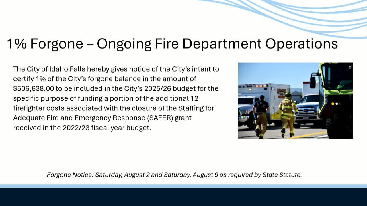 Idaho Falls Council Approves 1% Levy for Firefighter Costs and Equipment Storage Facility