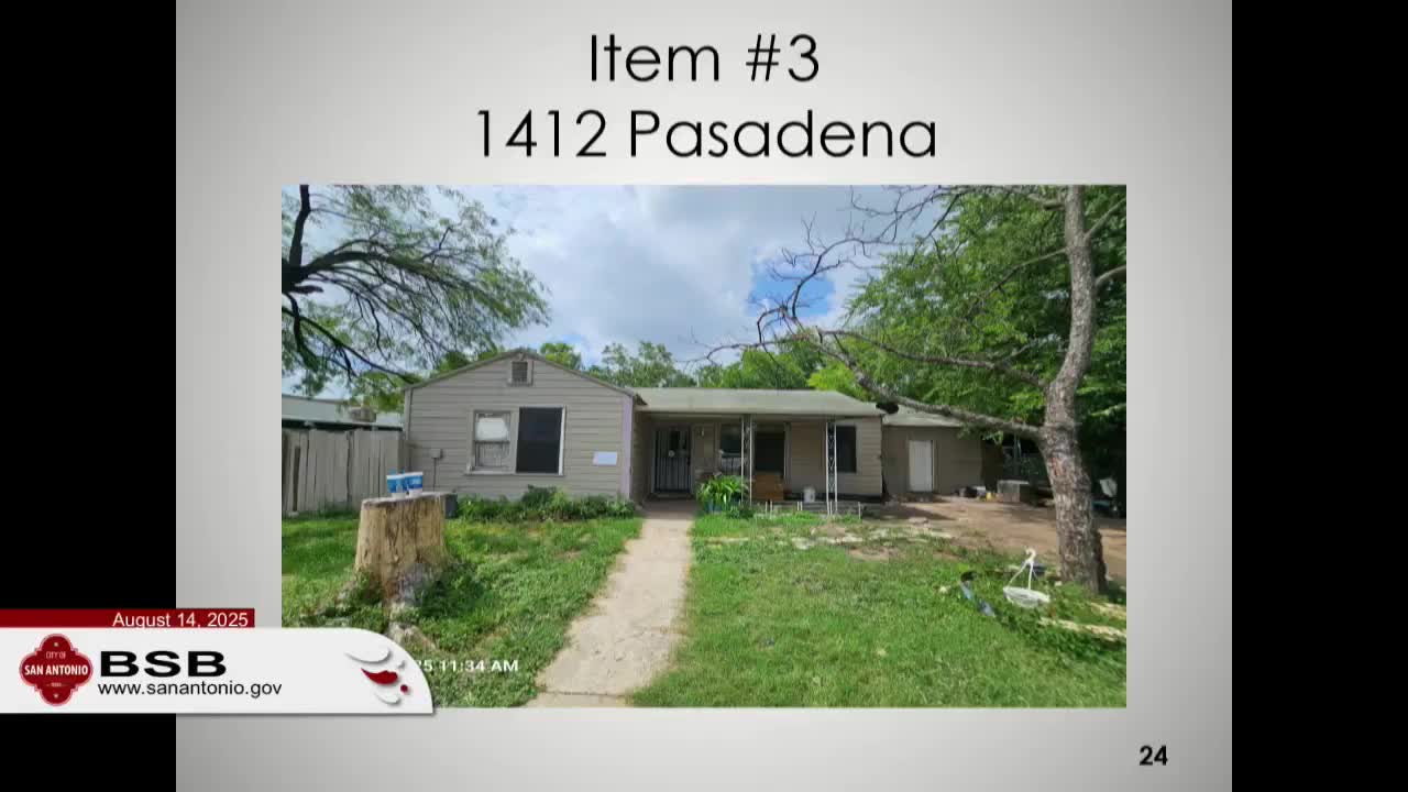 Code Officer recommends demolition of hazardous structures at 1412 Pasadena