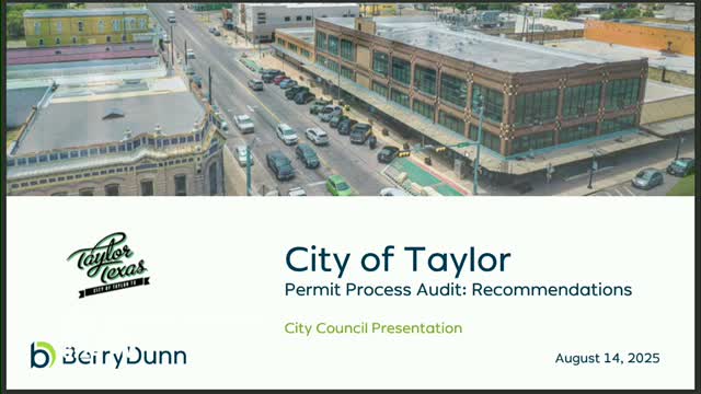 City of Taylor Receives Assessment Report on Permitting Process Improvements
