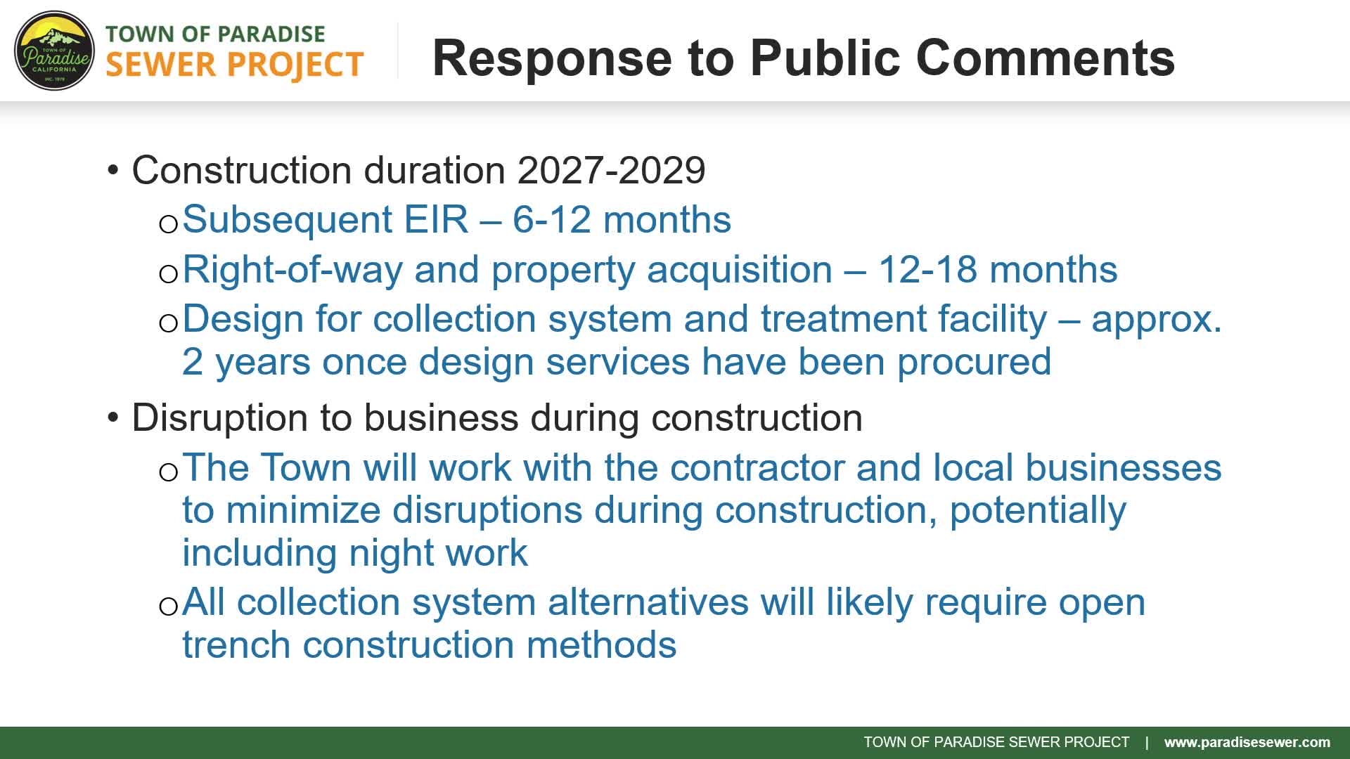Community Leaders Address Timelines and Challenges for Paradise Water Project