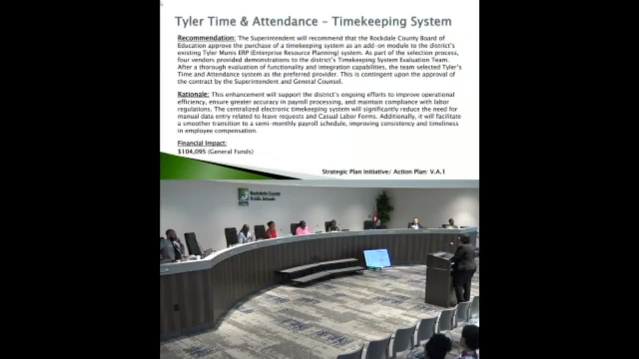Rockdale County Board of Education proposes Tyler timekeeping system integration for improved payroll