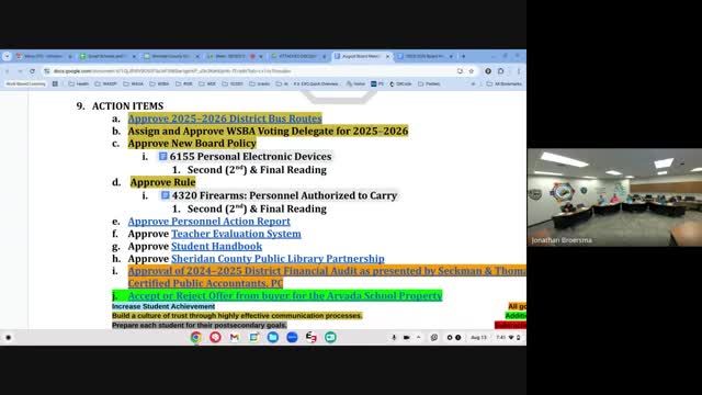 School Board Approves Staff Training Policy for Firearm Carrying in Classrooms