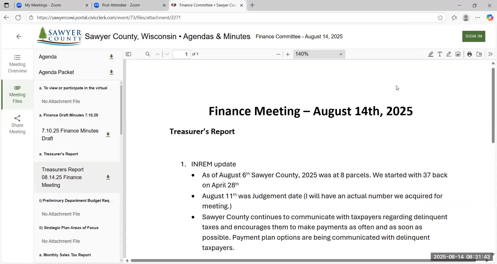 Sawyer County finance panel hears treasurer’s positive tax-collection update, approves $3 million CD reinvestment