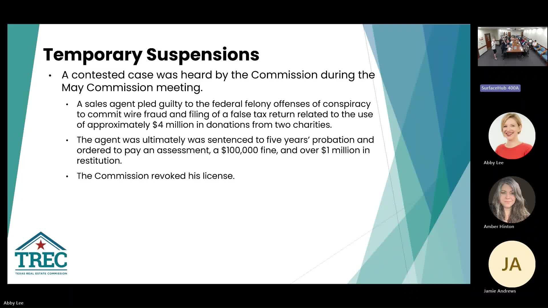 Commission Revokes License After Agent's Federal Felony Conviction for Fraud