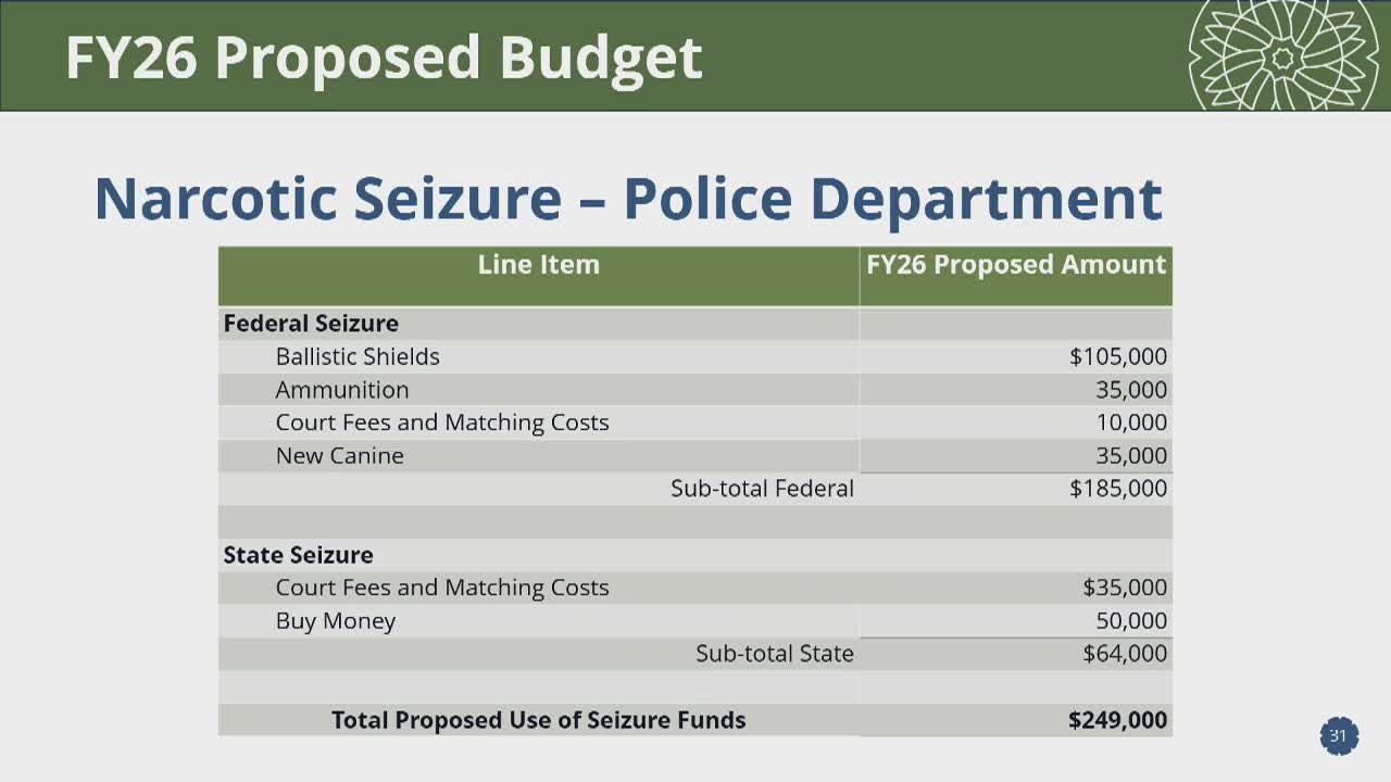 City Council Reviews Proposed Use of $249K in Seizure Funds and ARPA Progress
