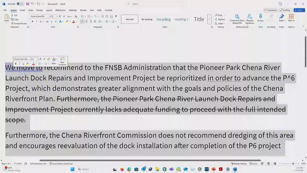 Commission discusses Chena Riverfront Plan update; commissioners favor forming a subcommittee