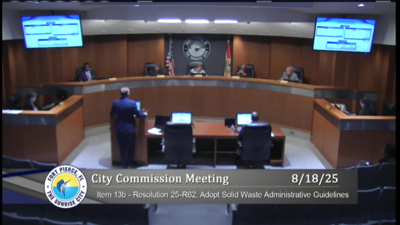 Fort Pierce City Commission Approves Bulk Pickup Fees and Reappoints Planning Board Member