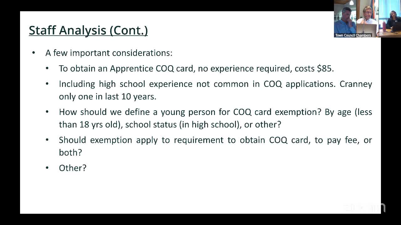 Town Council discusses apprenticeship policy for youth in trade careers