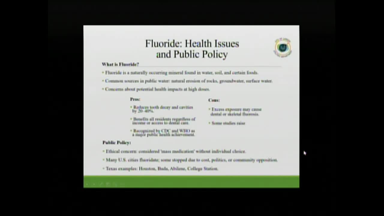 Laredo Water System Maintains Ideal Fluoride Levels Without Additions