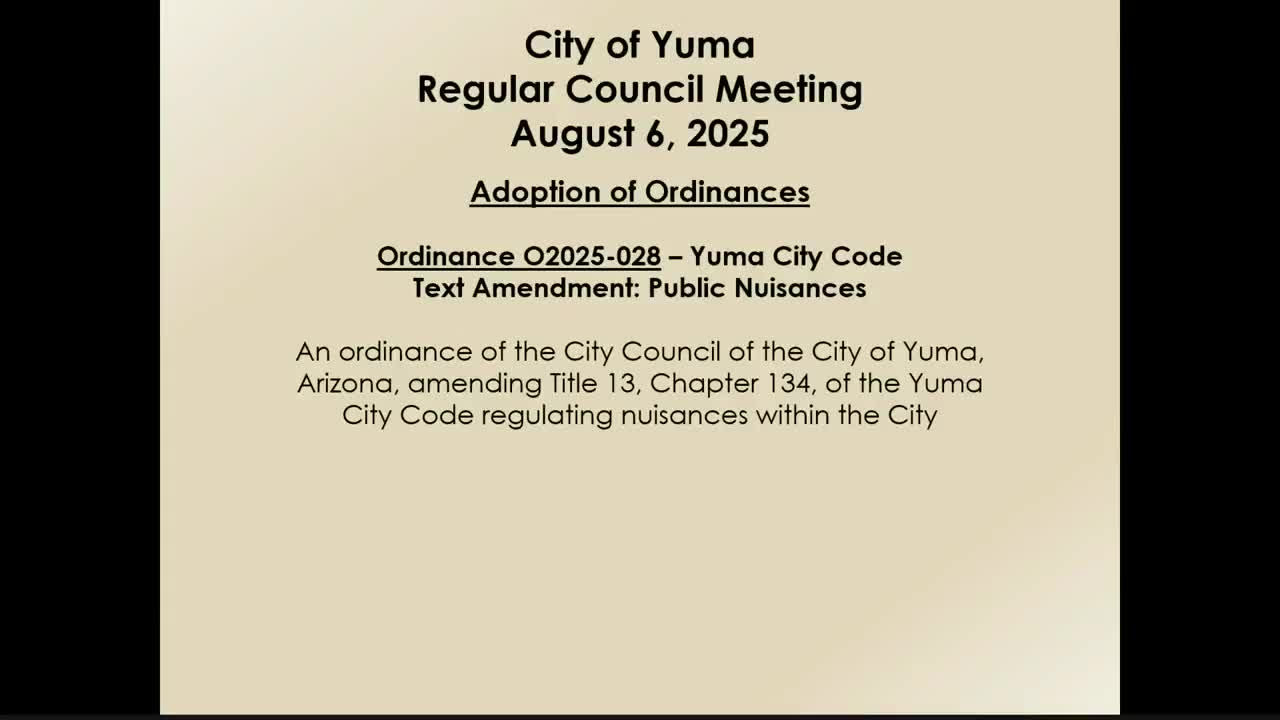 Yuma council adopts city code amendment on public nuisances