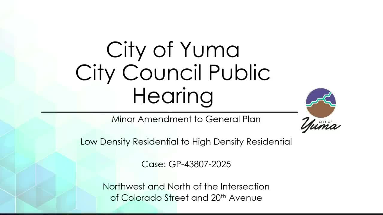 Yuma council adopts minor general plan amendment to allow up to 49 housing units near Colorado Street