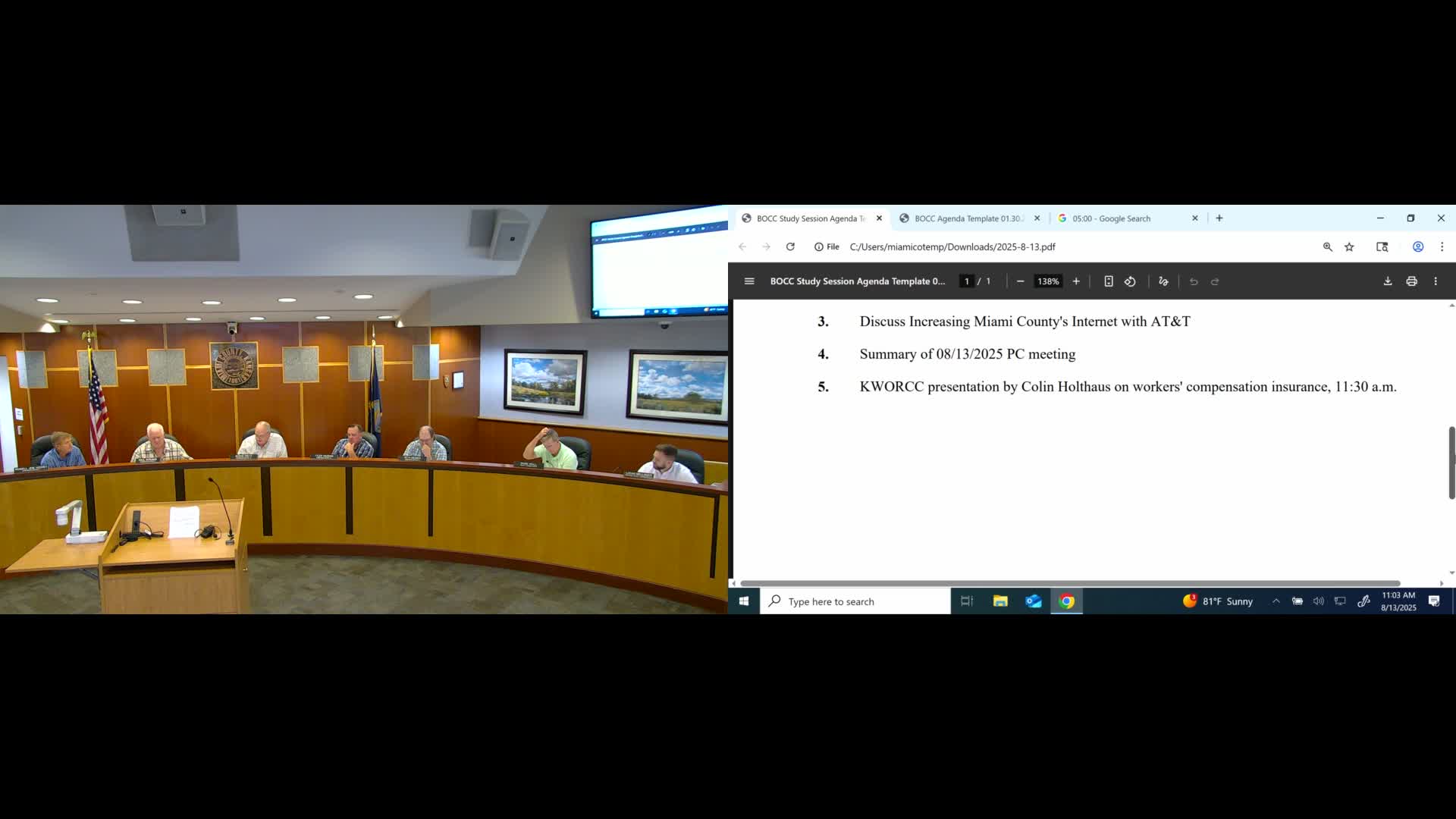 Miami County staff present plan to upgrade building internet to 1 Gbps through AT&T contract