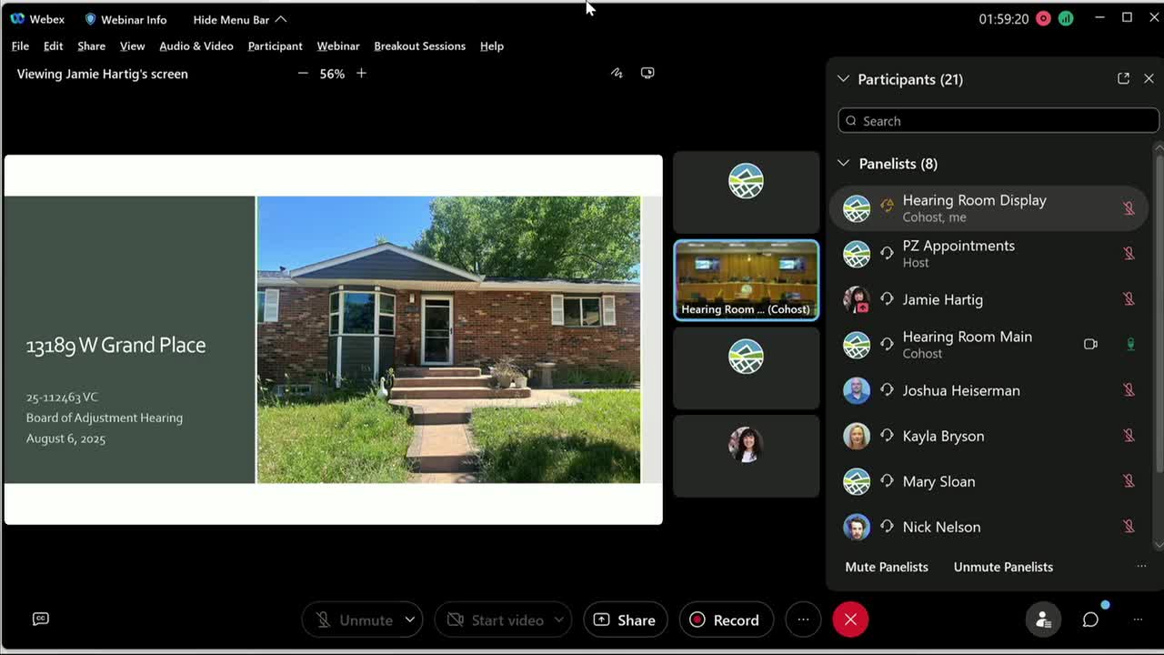 Board of Adjustment approves variance to legalize setbacks at 13189 West Grand Place in Morrison