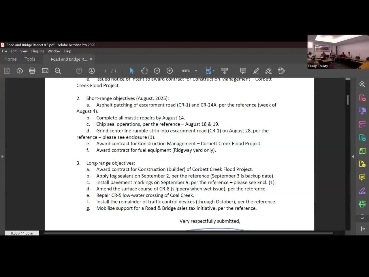 Road and Bridge outlines escarpment paving, centerline rumble-strip work and short closures; residents raise noise and delay concerns