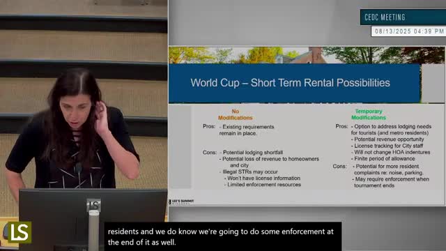City Council Discusses Temporary Relaxation of Short Term Rental Regulations for Summer Event
