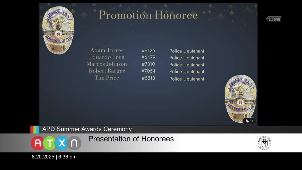 Police Department Celebrates Promotions and Distinguished Service Awards