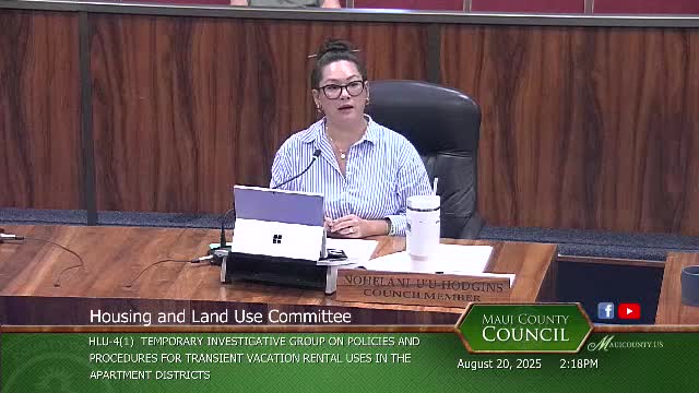 Maui Council Discusses Housing Needs and TIG Strategic Plans for Future Development