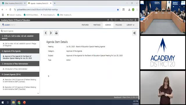 Board approves consent agenda that includes three interim administrator recommendations