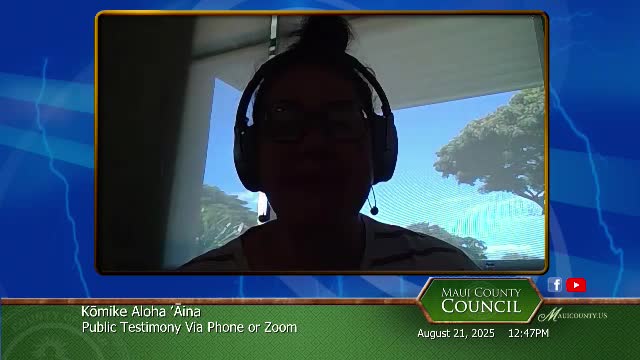 Council Members Discuss Biocultural Reserve Intentions for Maui's Cultural Preservation