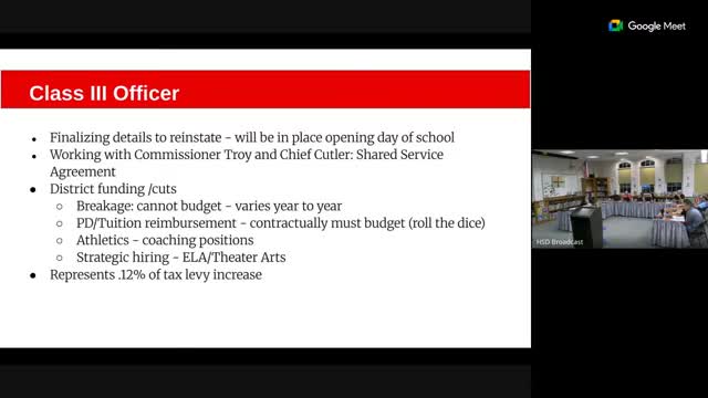 School Board Discusses Tax Impacts and Athletic Position Cuts in Budget Meeting