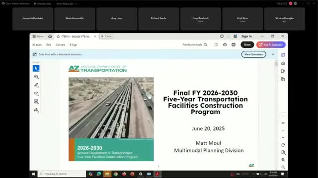 Arizona Transportation Board adopts five-year program, selects alternative that advances SR 347 and funds Lion Springs segment