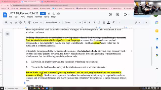 School Policy Meeting Addresses Midriff Exposure and Dress Code Clarity