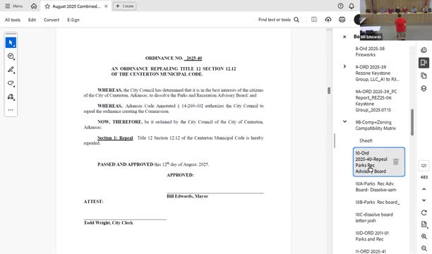 Centerton to dissolve Parks & Recreation advisory board, mayor plans bylaws rewrite before reconstituting