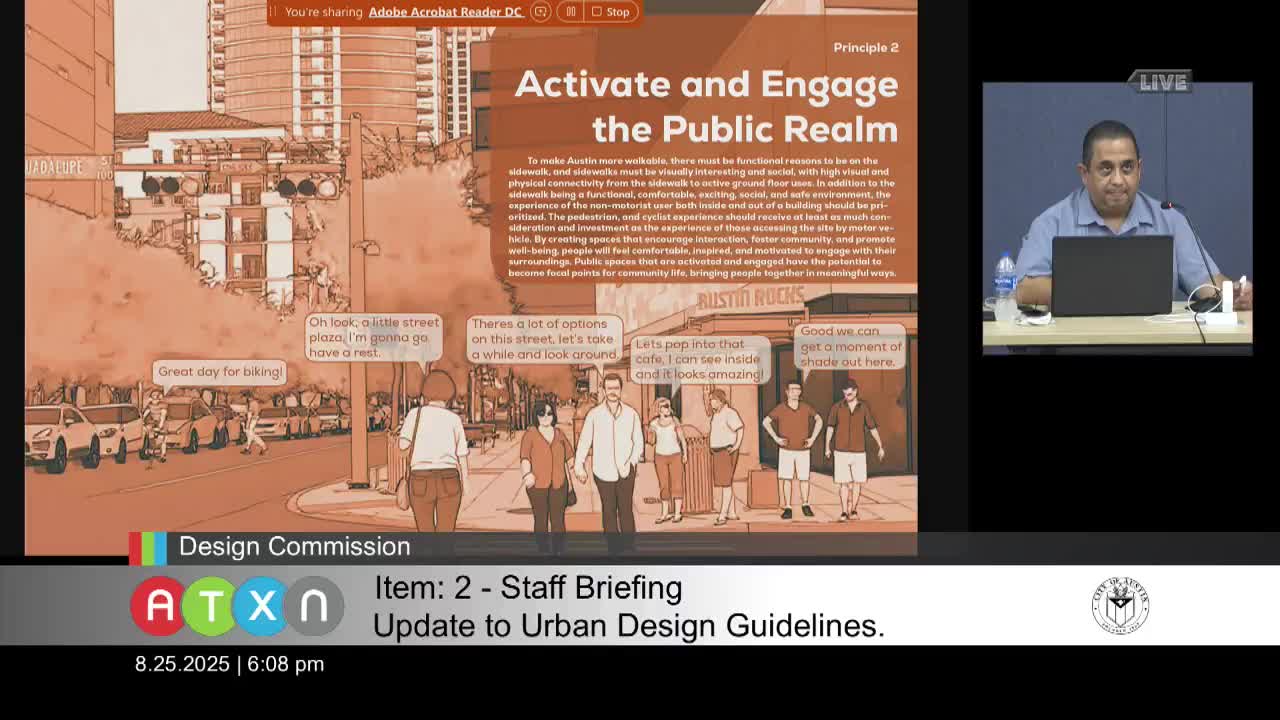 Urban Planner Steven Cruz presents design concepts to Austin Urban Design Guidelines Committee