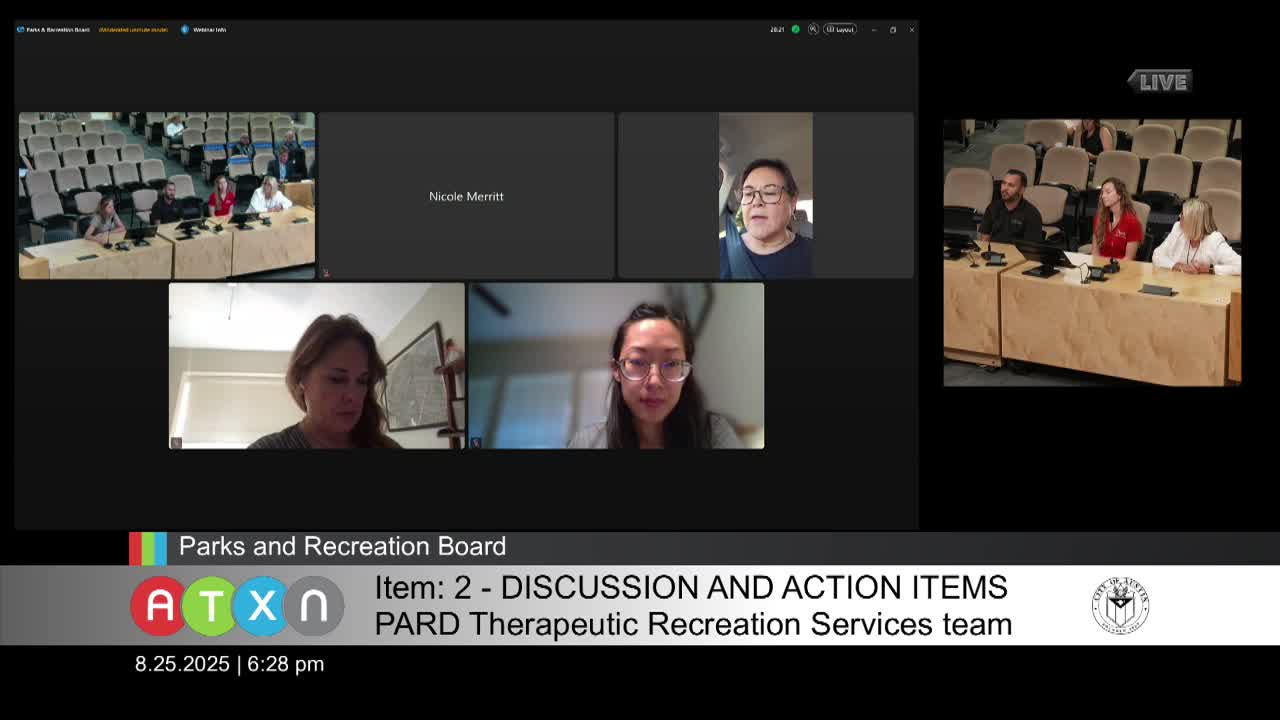 Austin Parks Board Commends Therapeutic Recreation Services for Inclusive Programming