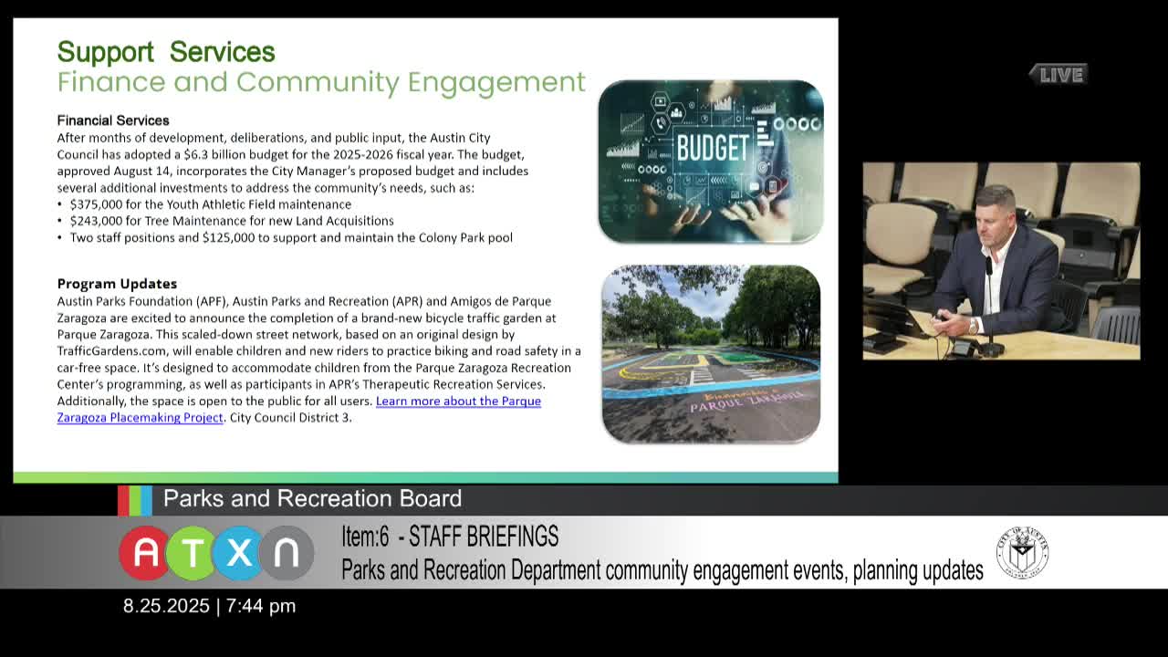 Austin City Council Reviews Budget and Park Maintenance Challenges