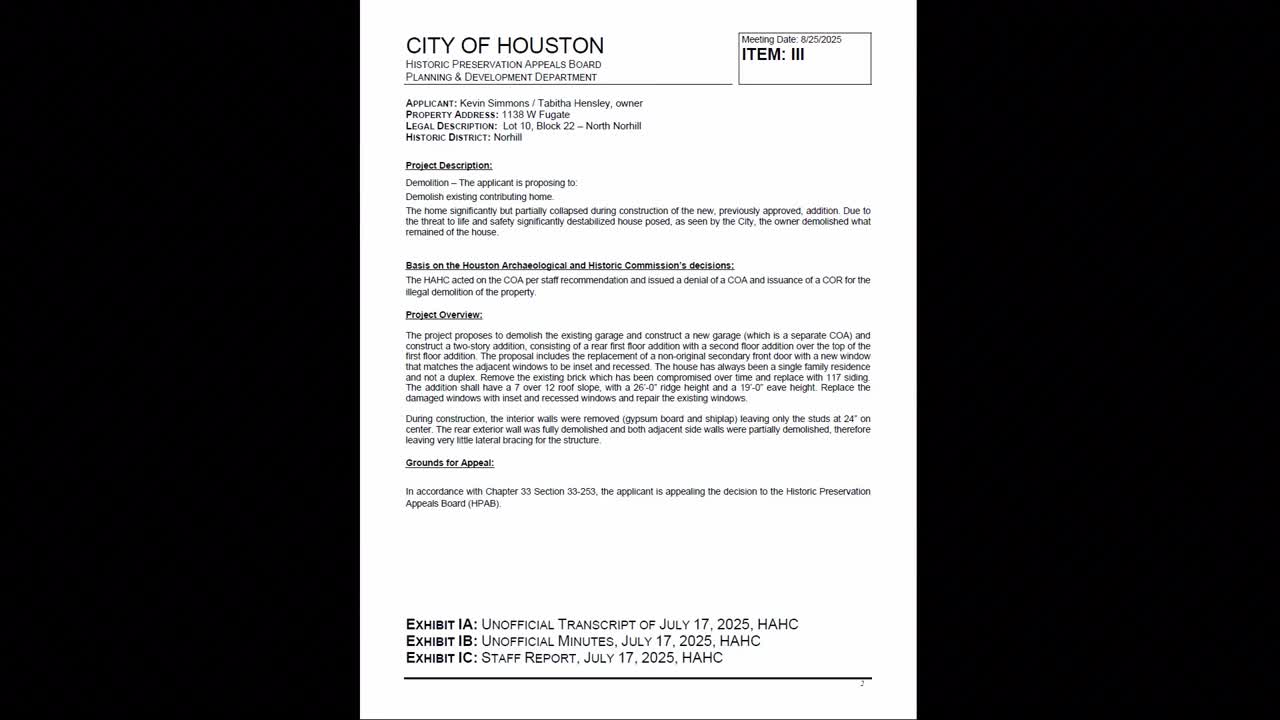 HHC Denies COA for 1138 Fugate Demolition, Sets Conditions for New Construction