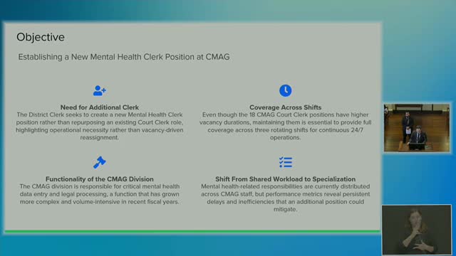 Mental Health Clerk Seeks Additional Staff to Address Document Backlog in CMAG Department