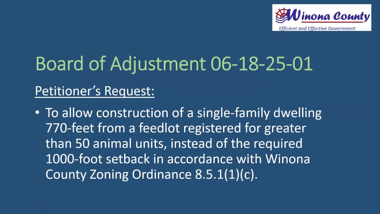 Winona County board approves variance to allow house 770 feet from registered feedlot