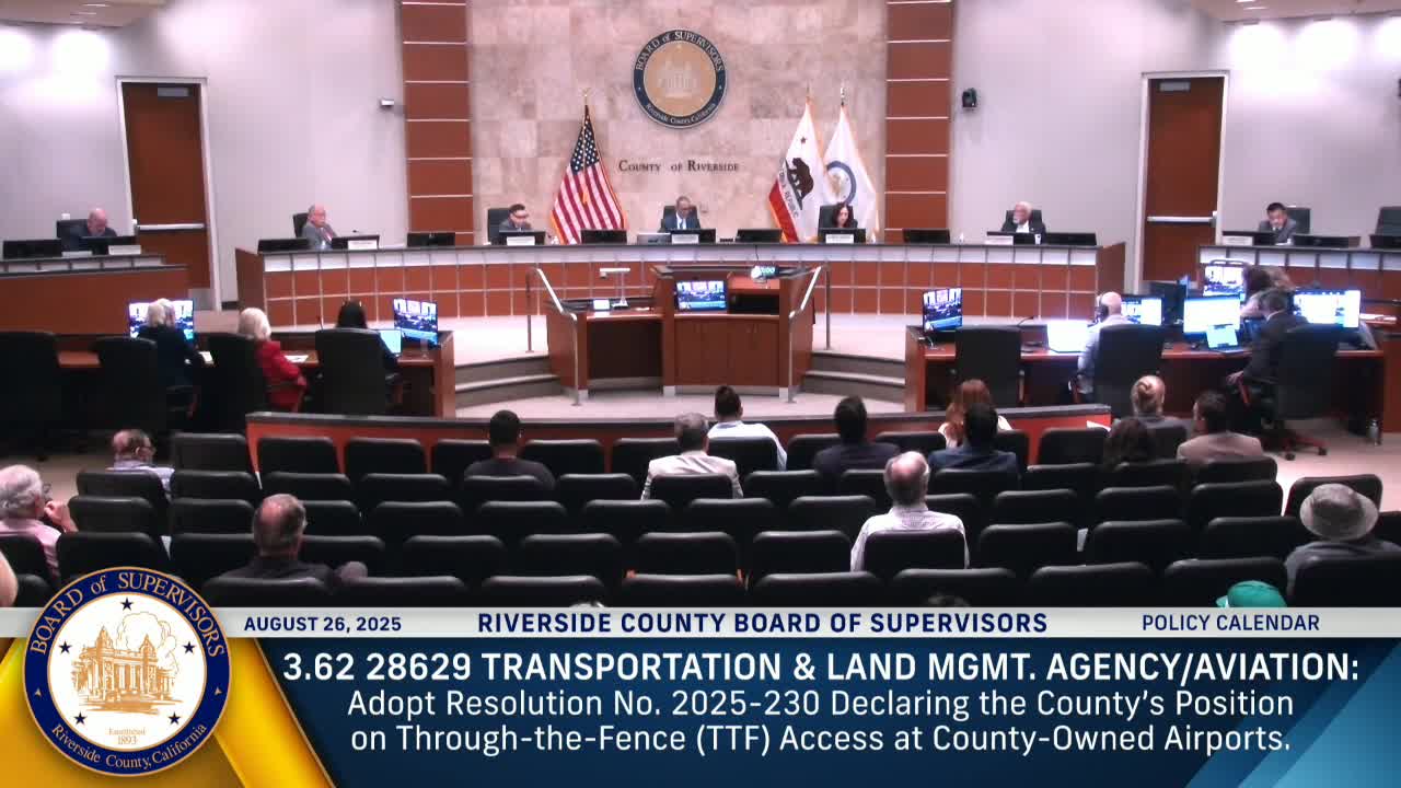 Mayor Evans urges Riverside supervisors to pause through the fence airport agreement resolution