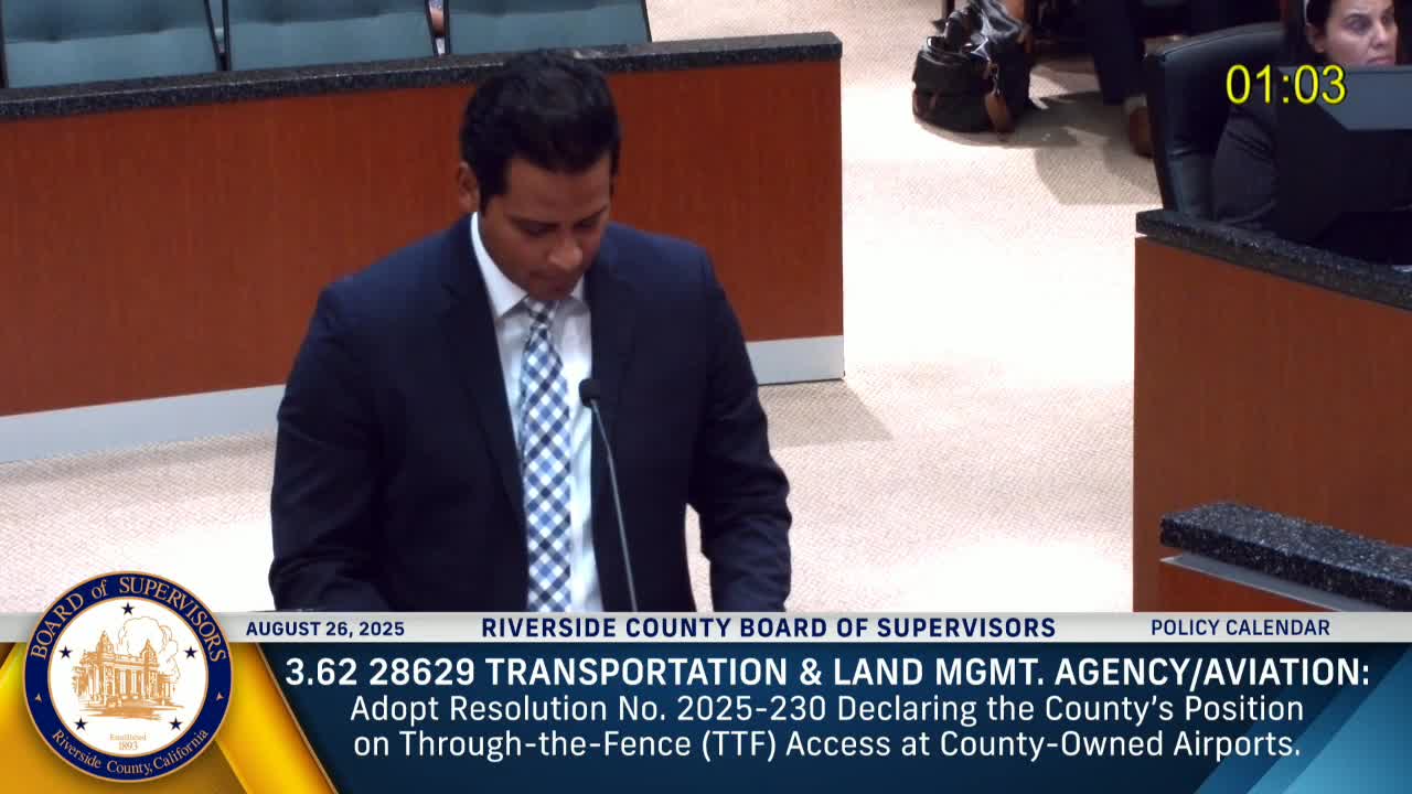 Desert Jet CEO urges Riverside County to pass critical airport resolution