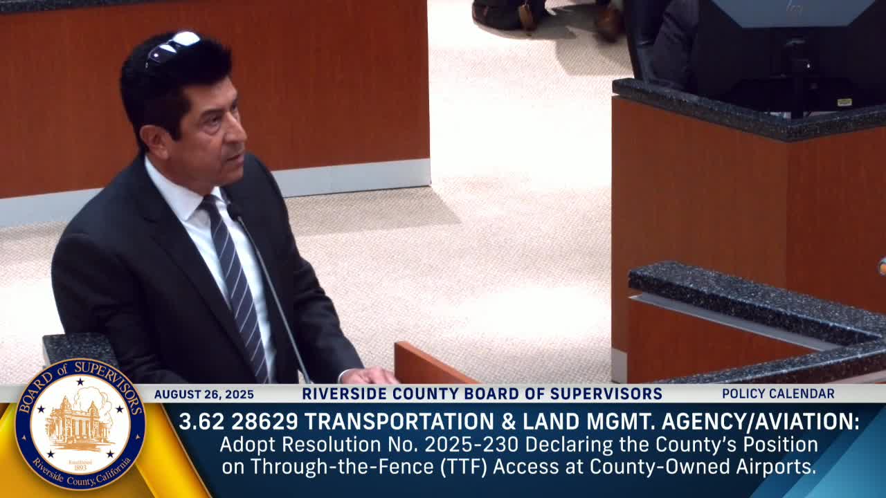 Riverside County Supervisors Discuss Trust Land Sale and Airport Control Towers