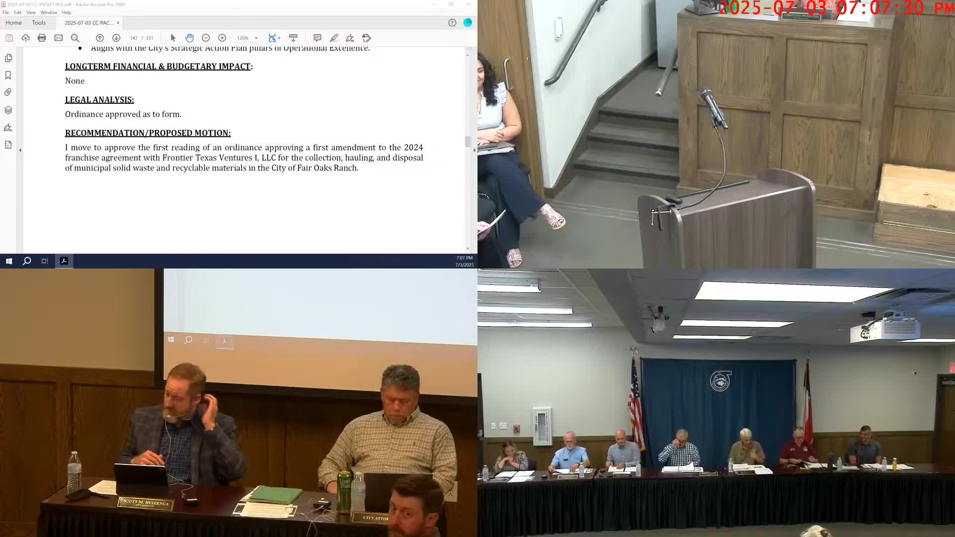 Engineering Manager Lee Wenise presents Vessel Park Culvert design options to council