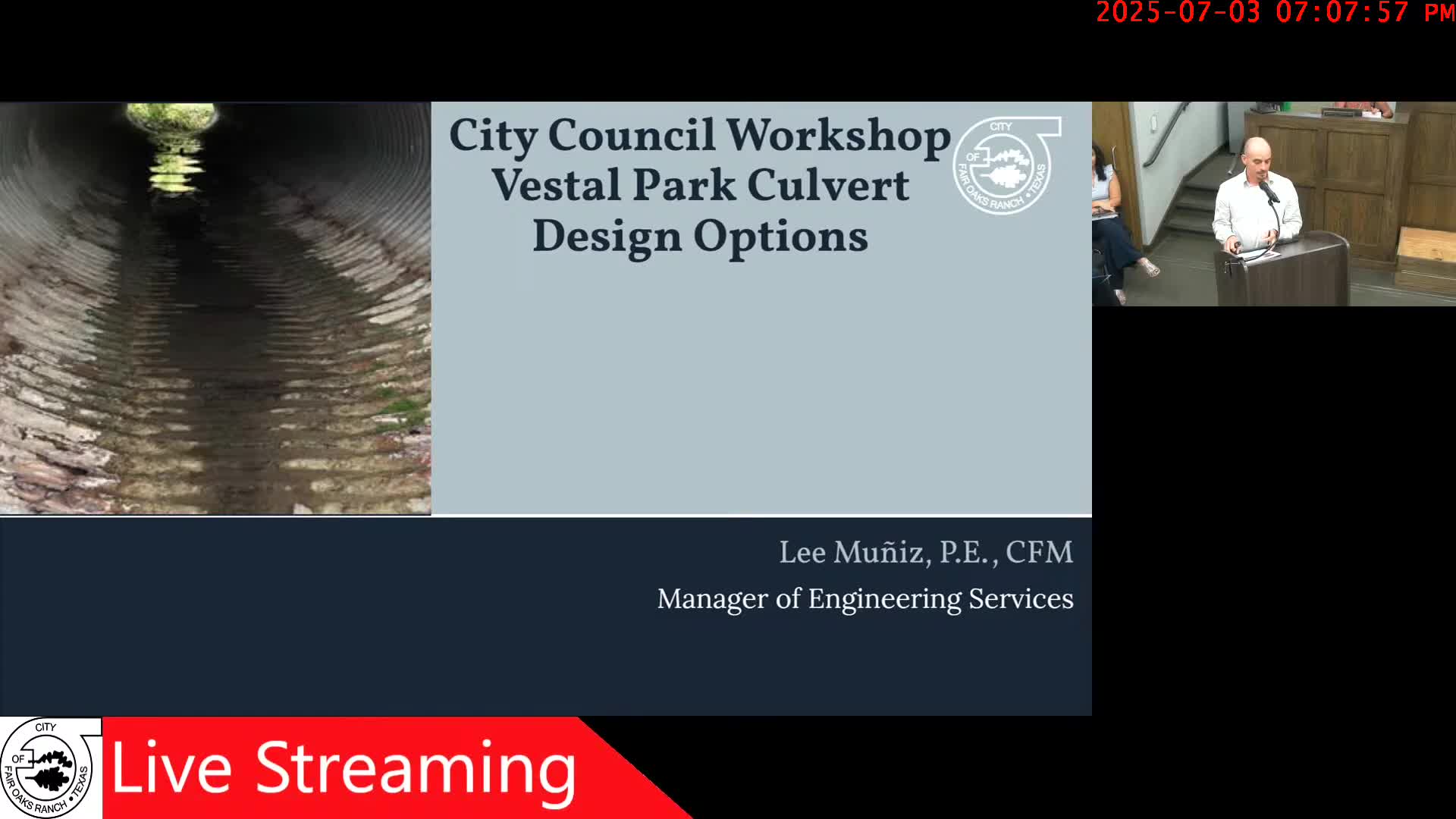 Council accepts staff recommendation for temporary culvert patch at Vestal Park, defers higher‑cost replacements