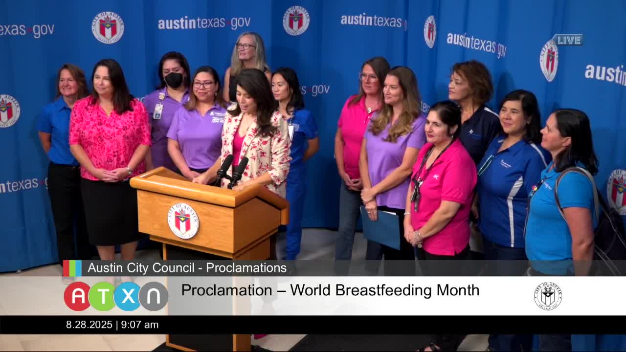 Austin Proclaims August 2025 as National Breastfeeding Month to Support Families
