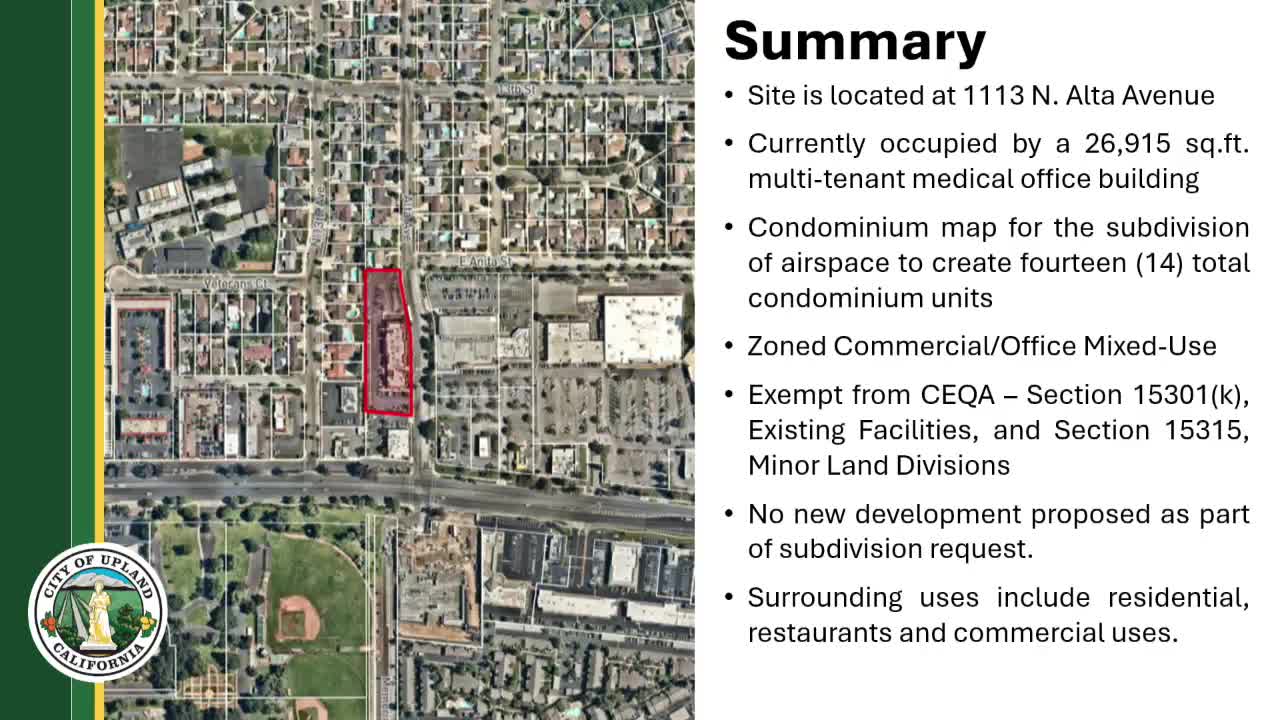Planning Commission approves subdivision of medical office into 14 condo units at Alta Avenue