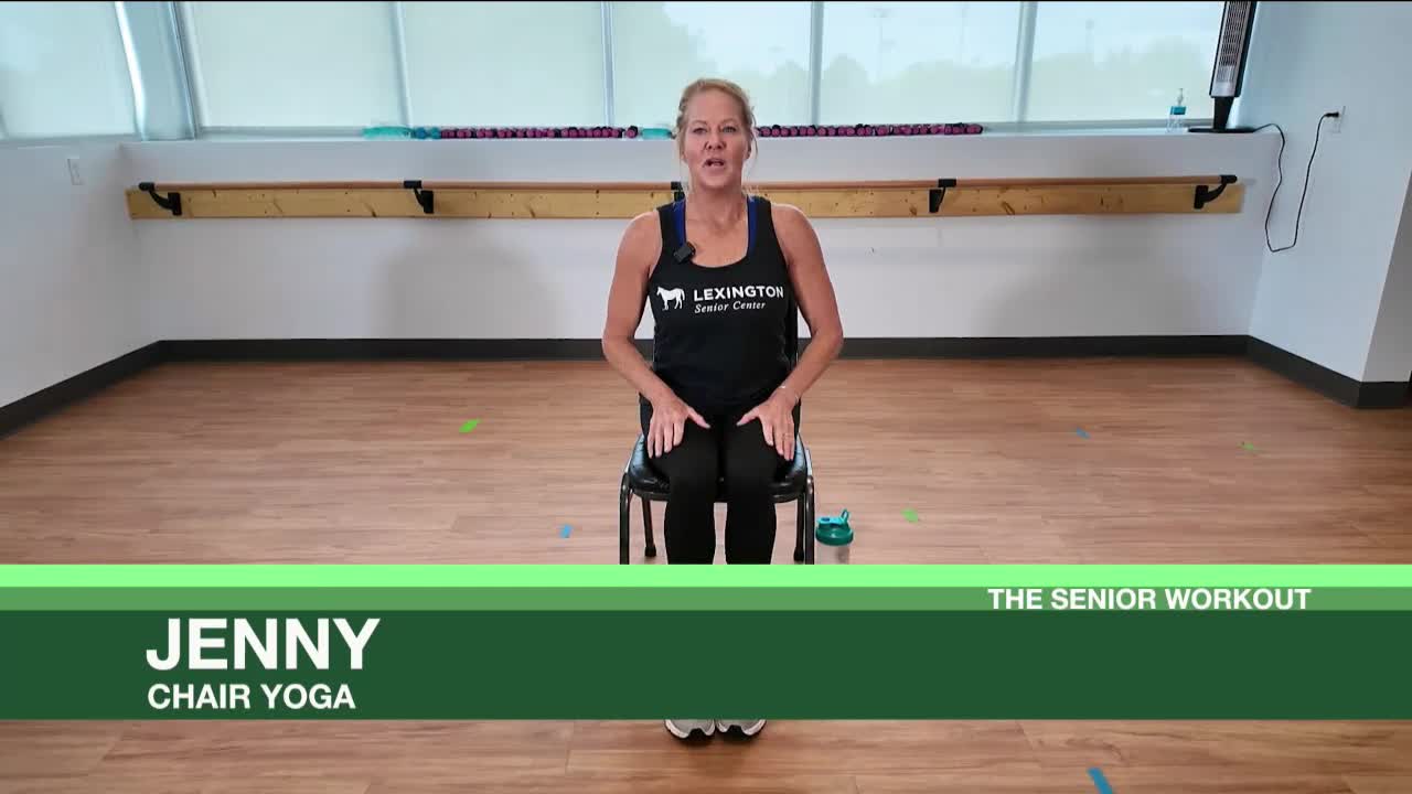 Chair Yoga Class Focuses on Breathing and Gentle Stretches for Relaxation