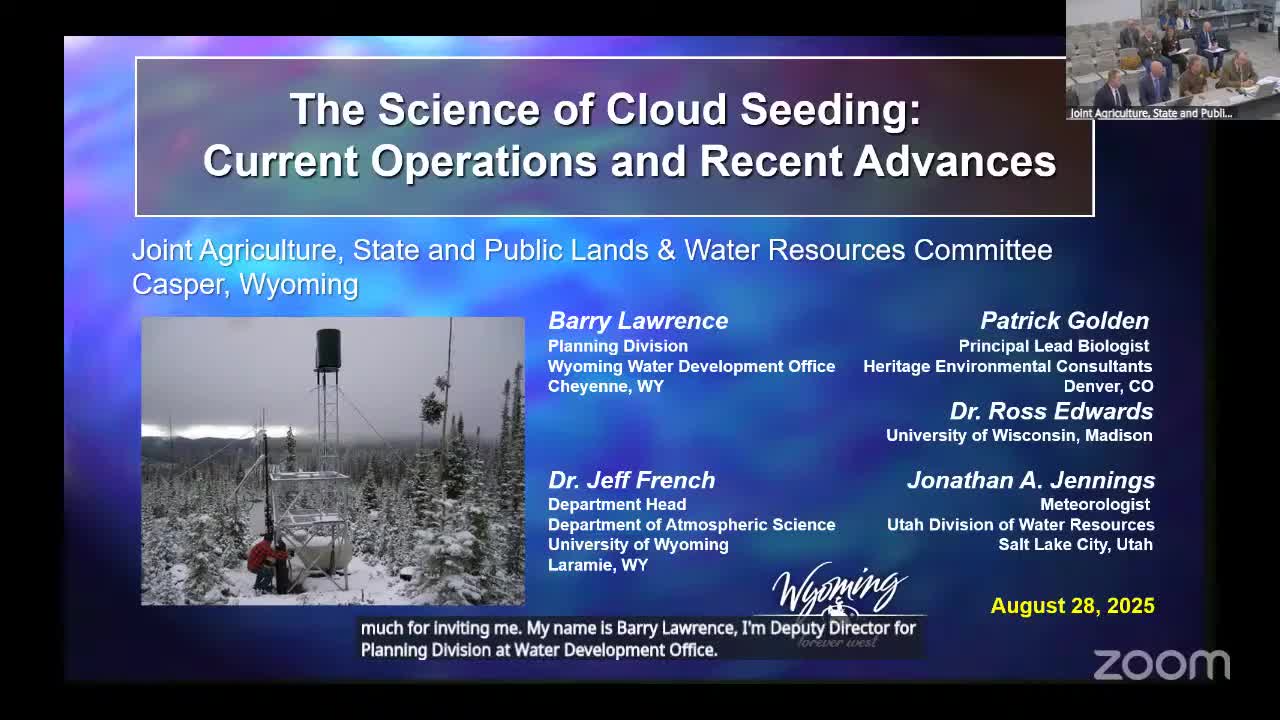 Wyoming Committee Reviews Cloud Seeding Science with Experts from Multiple States