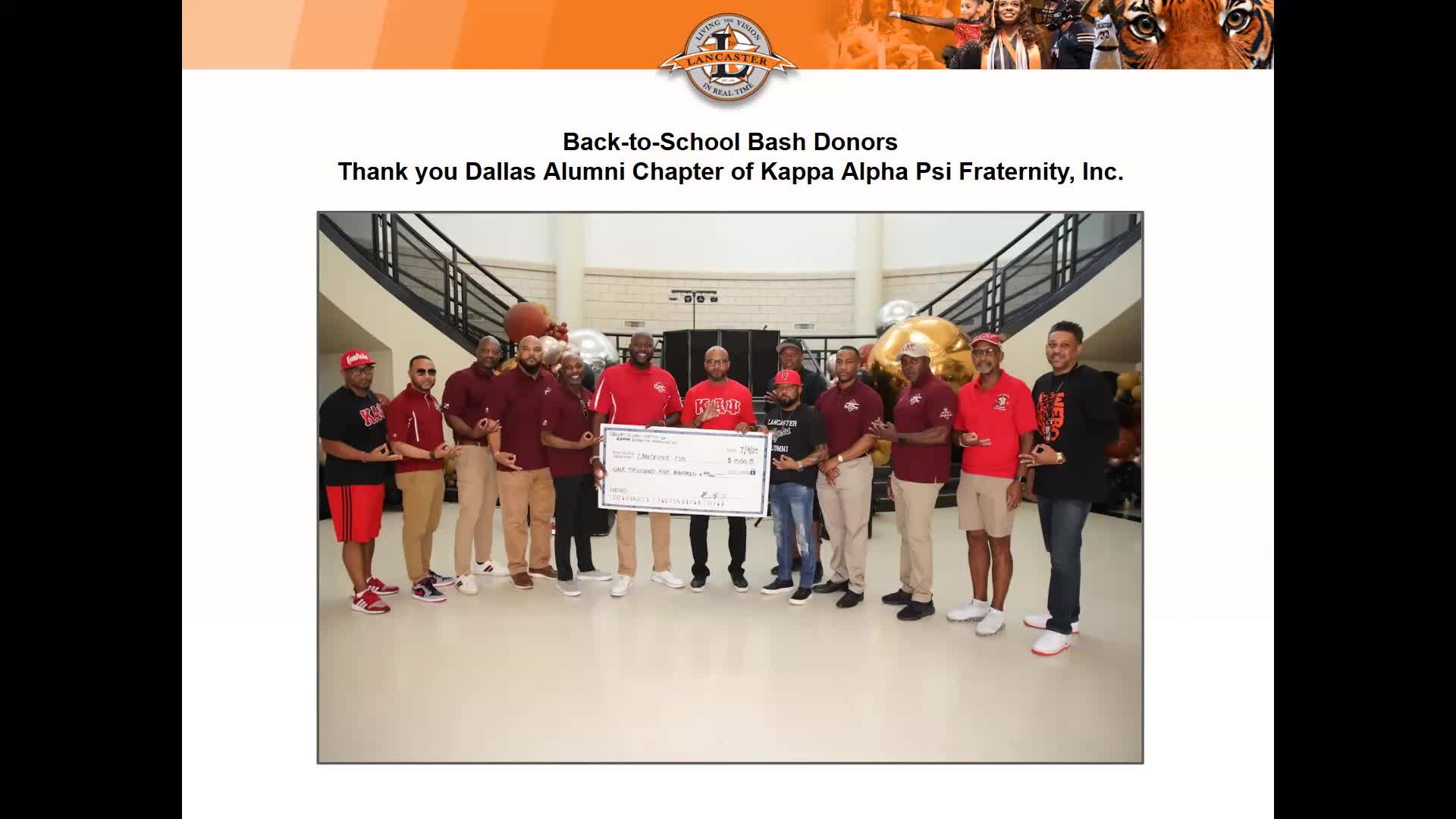 Lancaster ISD thanks Concord Church for donation during special service