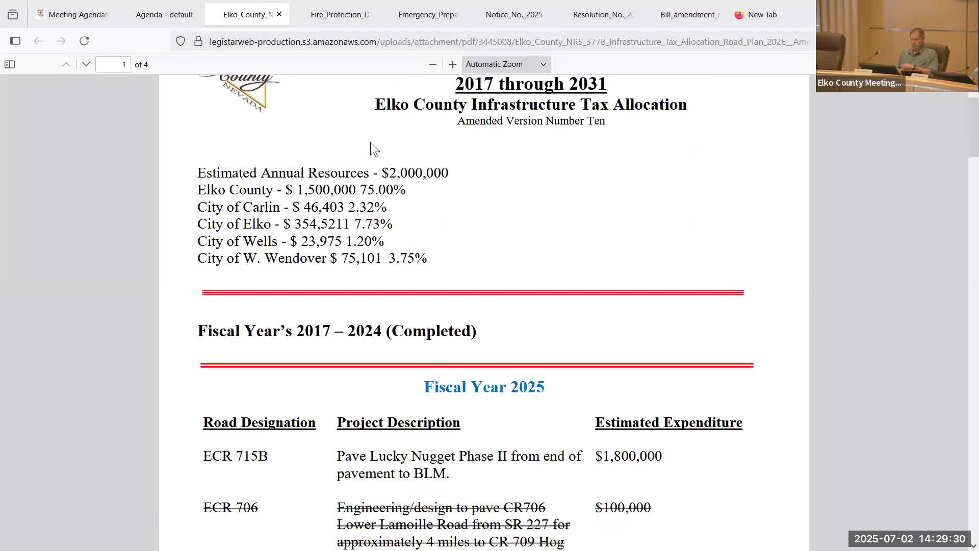 Board approves Elko County roads infrastructure plan for FY26; adds $25,000 line for unaccepted public-access roads