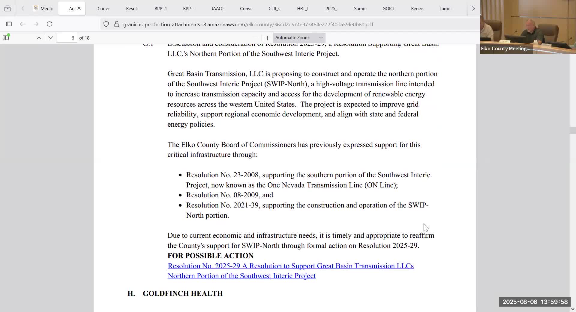Elko County backs northern stretch of Southwest Intertie transmission project; rancher concerns about solar follow
