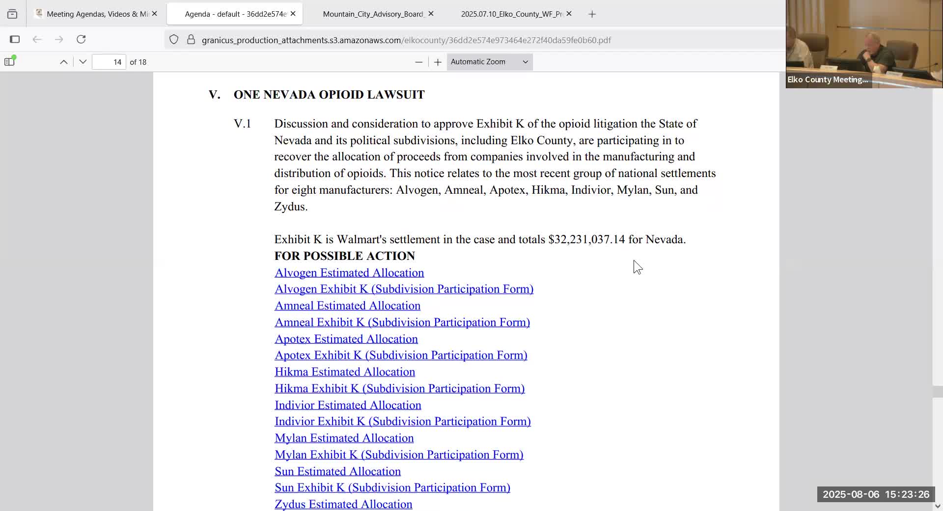 Commission accepts state opioid settlement allocations amid mixed comments on use and origins