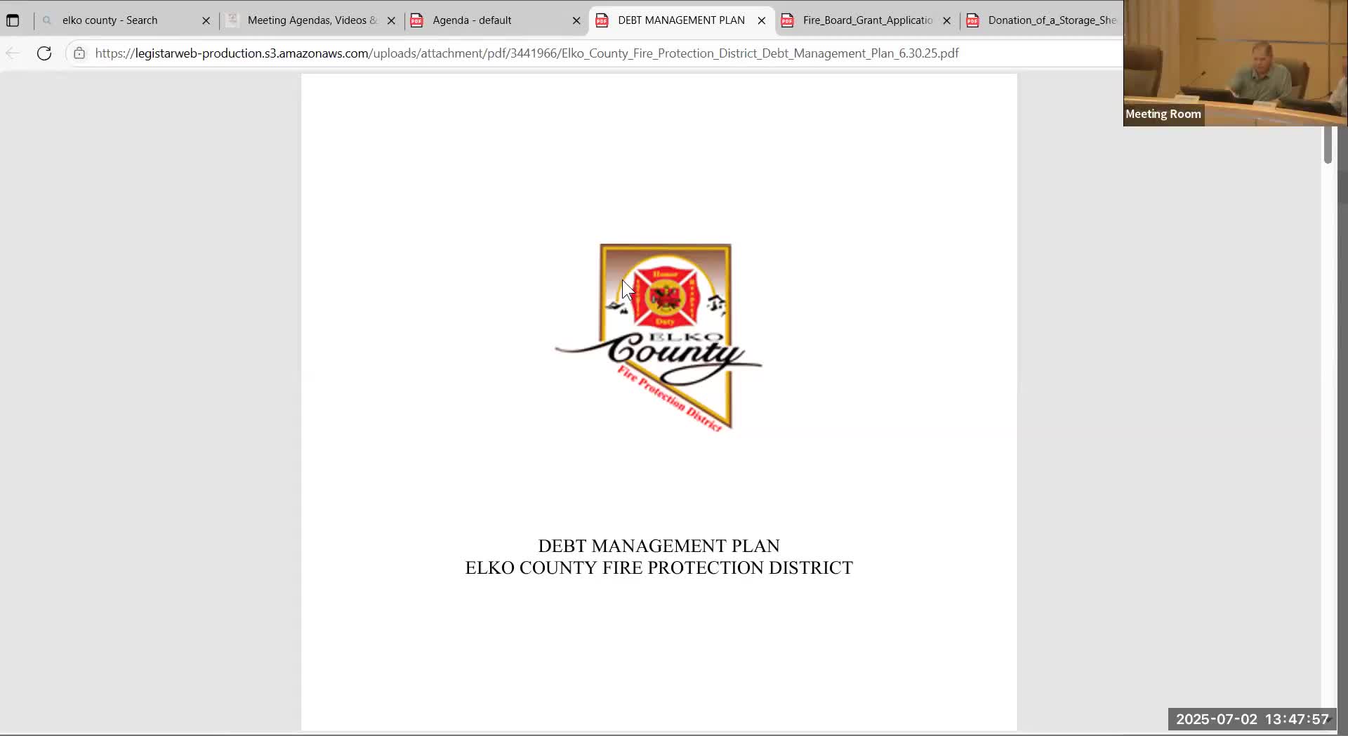 Elko County Fire District reports no debt, adopts annual debt-management update